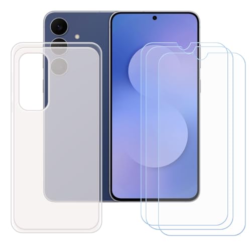 BMPNLSZ �K�p Samsung Galaxy S25 FE�p+[3�p�b�N]HD�����K���X�ėp�������P�[�X�A�V���J�Q���P�[�XTPU�o���p�[�ی�o�b�N�P�[�X-Samsung Galaxy S25 FE�p�X�N���C�u�h�~�ی��(6,7")