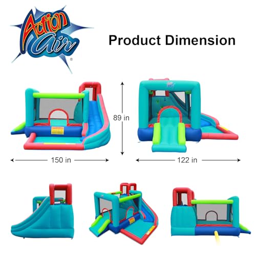 Action Air Bounce House - Inflatable Bouncing House with Blower for Indoor & Outdoor - Jump Bouncy Castle with Slide - Big Bouncy Area, Love for Kids - Image 3