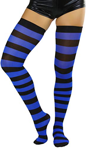 ToBeInStyle Women’s Vibrant Horizontal Wide Striped Thigh High Stockings