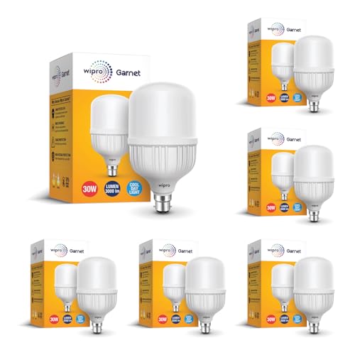 Image of Wipro Garnet 30w LED High Wattage Bulb Pack of 6 (coolwhite)