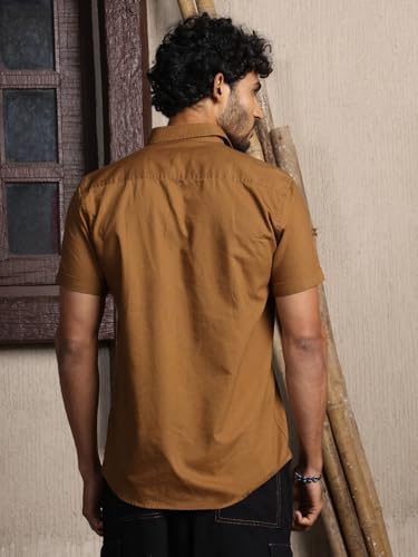 Image of Thomas Scott Men's | Embroidered Printed | Half Sleeve | Regular Fit | 100% Cotton | Double Pocket | Spread Collar | Casual Shirt