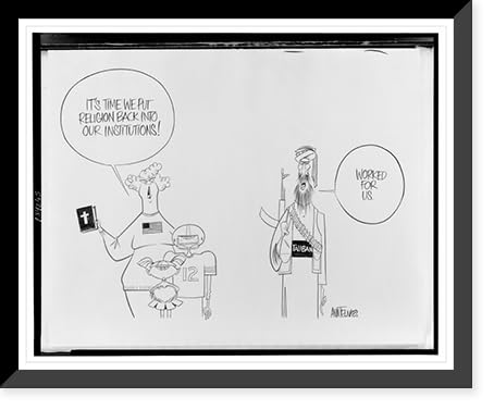 Historic Framed Print, It's time we put religion back into our institutions!.Ann Telnaes., 17-7/8" x 21-7/8"