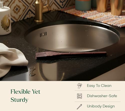 Image of Ember Cookware Silicone Oil & Basting Brush 21 cm | 230C Heat Resistant | Platinum Grade Silicone | Food Safe Pastry Brush | Easy to Clean Bristles | Non Absorbent | Wine