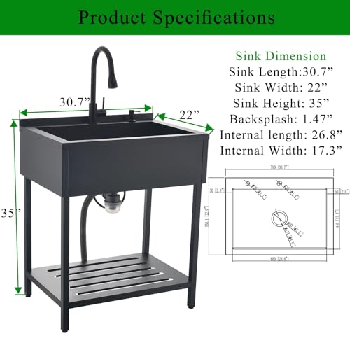 Fregadero comercial de acero inoxidable independiente para cocina exterior 6
