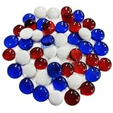 HappyFiller 5 LB Flat Glass Marbles Gems Fire Glass for Fire Pit,Crafts,Table Scatters,Vase Fillers,Aquarium,Fish Tank Pebbles,Candle Holder Decor,Red,Blue and White Mix,Approx 450-500 PCS