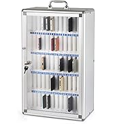 Ozzptuu 60 Slots Aluminum Alloy Pocket Chart Storage Cabinet for Cell Phones,Wall-Mounted with a ...