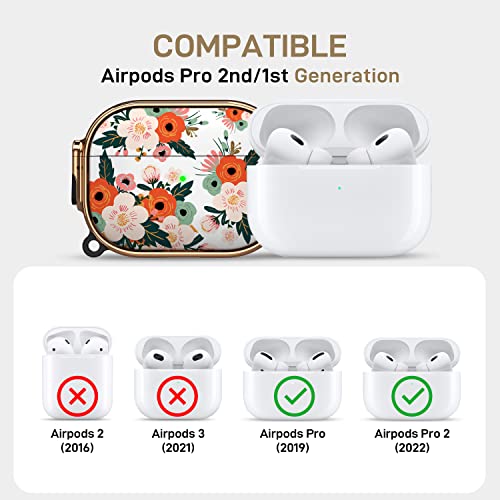 Image of Maxjoy for Airpods Pro 2nd Generation /1st Generation Case with Lock, Flower AirPod Pro 2 Case for Women Men with Keychain Protective Hard iPods Pro Cover for Airpods Pro (2022 /2019), Floral