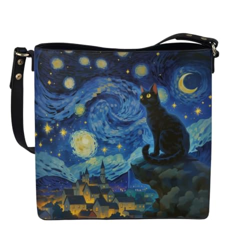 Image of HUGS IDEA Boho Bags for Women Leather Handbag Shoulder Bucket Crossbody Purse