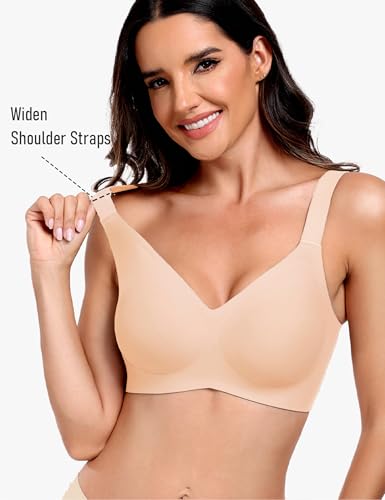 Image of GXOULRRA V Lace Wireless Jelly Bra Seamless Push Up Bras for Women No Underwire Full Coverage Comfortable Sleep Bralette