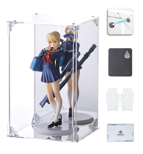 Image of Acrylic Display Case, Mirrored Back and Base, UV Protected, Front Door with Magnetic Buckle, Display Box, Dustproof Showcase for Figures, Collections, Models, Toys (6x6x10 inch, 15x15x25 cm)