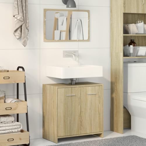 Muebles de baño de 2 piezas modernos en madera de roble Sonoma 4