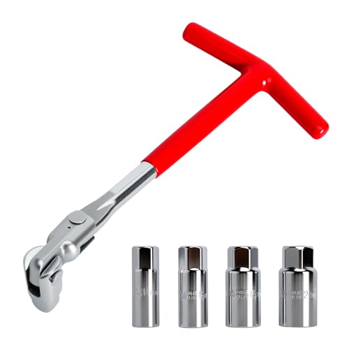 SLIAXINT Juego de 5 Llave Bujias 14mm 16mm 18mm 21mm, Llaves de bujía, Vaso Bujiass, Llaves de Bujia con Mango en T para Bujías de Coche y Motocicleta