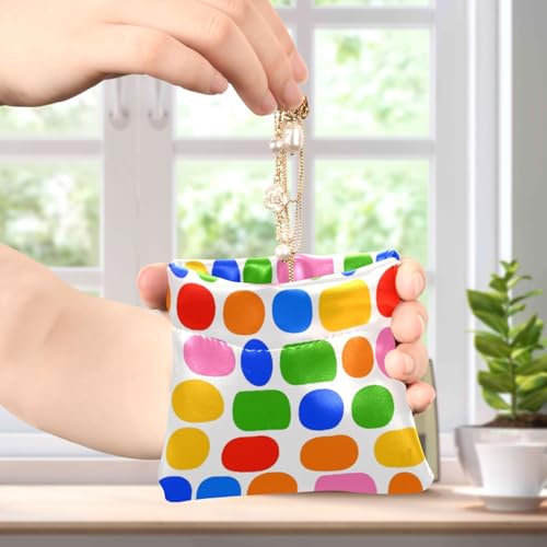 Geometric Circles Ovals Artistic Coin Purse Leather Pouch Change Purse, Squeeze Coin Pouch for Cards, Keys & Lipsticks, Unisex4