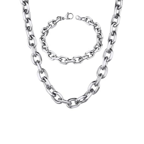 ChainsHouse Product Image Chain Link Bracelet Stainless Steel and Stainless Steel Cable Chain Necklace