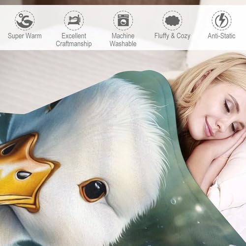 Manta de franela con estampado digital de pato para cama y sofá grande 6