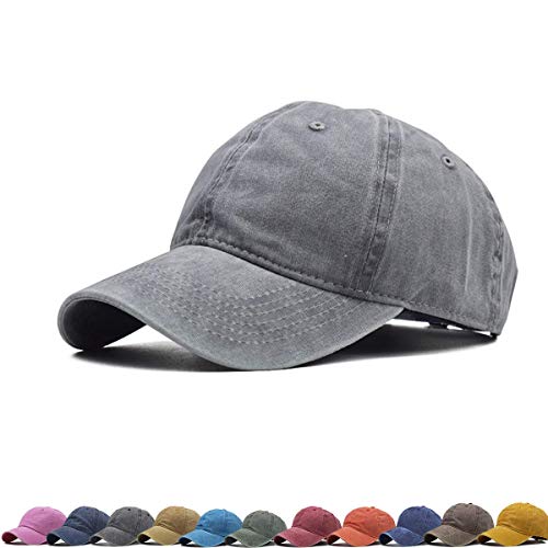Vintage Unisex Top Sombreros para las Mujeres Sombreros de Béisbol para los Hombres de Papá Sombreros de Béisbol para todos los días, gris., Talla única