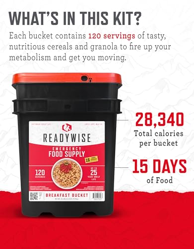 Image of READYWISE Emergency Food Survival Supply Breakfast Bucket, 120 Servings