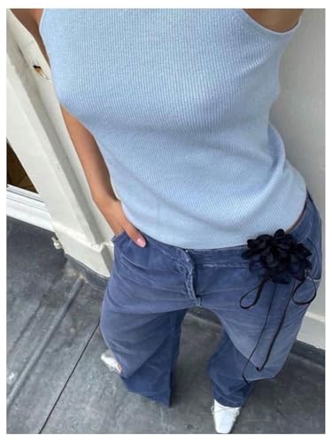 Image of MakeMeChic Sleeveless Turtle Neck Tops Crop Mock Neck Tops for Women