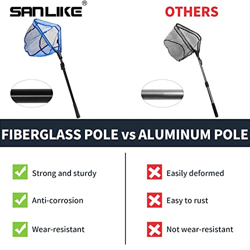 Sanlike Fishing Landing Net Blue Extend To 33-98.4 Inch With Long Telescoping Pole Handle, Landing Net For Easy Catch Release,Fishing Net Freshwater For Kids Men Women #TOP4