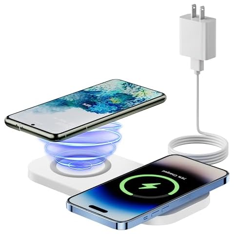 2 in 1 Wireless Charging Pad - 10W Max Wireless Charger for Apple iPhone 15/14/14 Plus/14 Pro Max/13/12/Mini/11/SE/X/8, Airpods 3/2/Pro, Wireless Phone Charger for Samsung S22/S21, Dual Charging Pad Cover