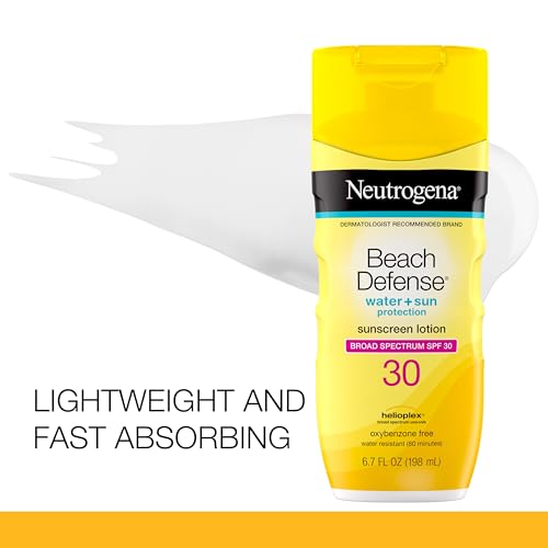 Neutrogena Sunscreen Lotion Beach Defense SPF 30, 6.7 fl oz, Face and Body Sunscreen, Oil Free, Fast Absorbing, Oxybenzone Free Sun Care - Image 3