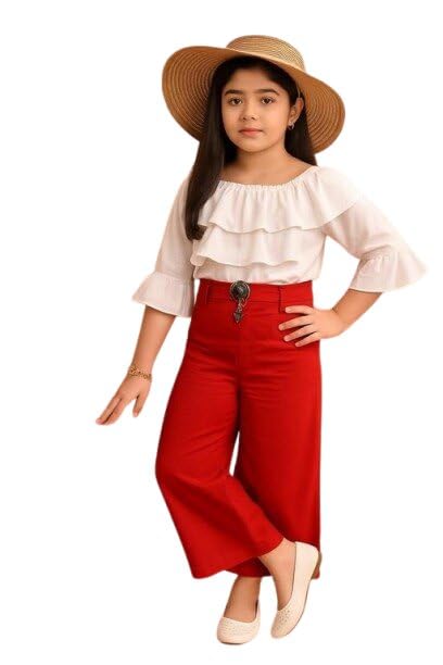 Girls Casual Top and BottomSet -Three Quarter-sleevess Outfit Perfect Home School Park Fun