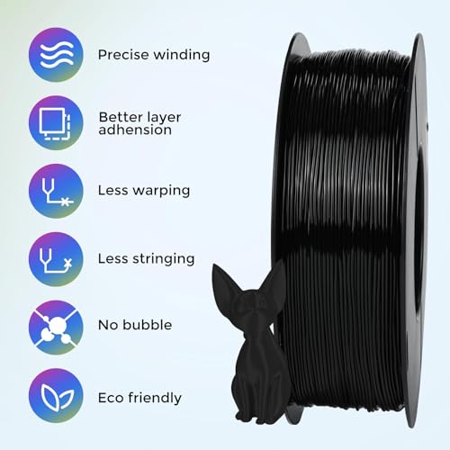 Image of Comgrow TPU Filament, 1.75mm, 95A Soft TPU Flexible 3D Printer Filament Black 2 * 1kg (2.2lbs), Dimensional Accuracy + /- 0.02 mm, Fit Most FDM Printer