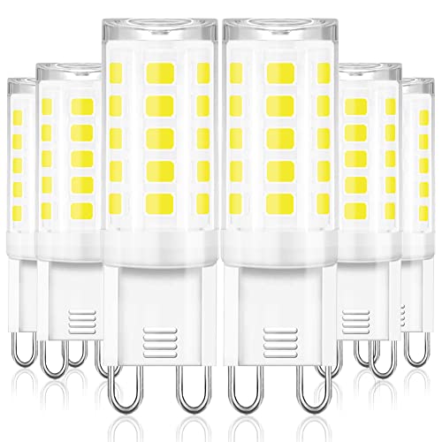 winshine G9 LED Bulb T4 Chandelier Light Bulbs 5000K Daylight, 4W (40W Halogen Replacement) G9 Bi Pin Ceramic Base, 120V AC 360°Beam Angle for, Barthroom Lamp, Crystal Wall Lamp Not-Dimmable 6 Pack