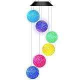 AceList Color Changing Solar Power Wind Chime Crystal Ball Wind Chime Wind Mobile Portable Waterproo