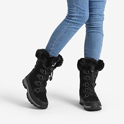 DREAM PAIRS Women's Waterproof Winter Snow Boots, Warm Comfortable Faux Fur Insulated Non-Slip Outdoor Lace-Up Mid Calf Booties,Sdsb2206w,Black,Size 7.5 | Image 4