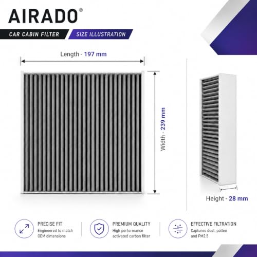 Image of Car Cabin Air Filter with Activated Carbon | AC Filter for Creta /KIA SELTOS PM2.5 Dust Protection | Easy DIY Installation | Pack of 1 | Car Cabin Air Filter with Activated Carbon