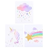 Hemobllo 3 Piezas Lienzos Decorativos Unicornio Infantiles con Arcoíris Cuadros Pared Salón y Dormitorio Decoración Pared Infantil Colorida Olor Estilo Cartoon para Habitación Niña y Sala