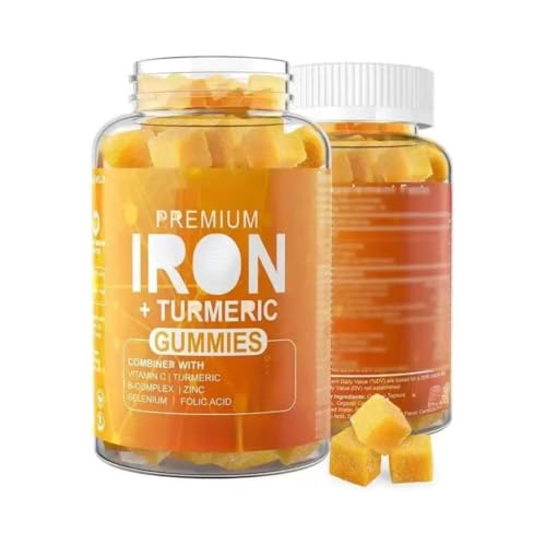 Turmeric Gummies - Suitable for adults and children - Energy Support for Iron Deficiency, Anemia - Vegan - Organic Natural for Overall Health