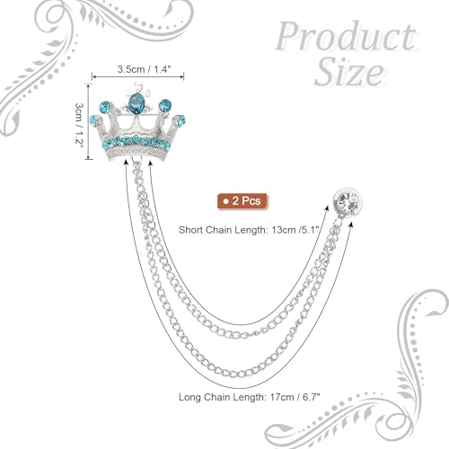 Image of PATIKIL Crown Hanging Chain Brooch Pins, Rhinestone Suit Pins Fashion Crystal Lapel Pins