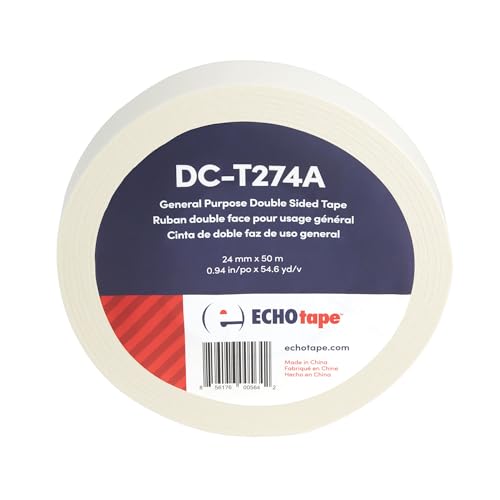 Image of ECHOtape DC-T274A General Purpose Frosted Clear Double Sided Tape for Mounting & Bonding | Double Sided Tape for General Purpose Bonding | Thin Adhesive Tape, 0.94 in x 54.6 yds