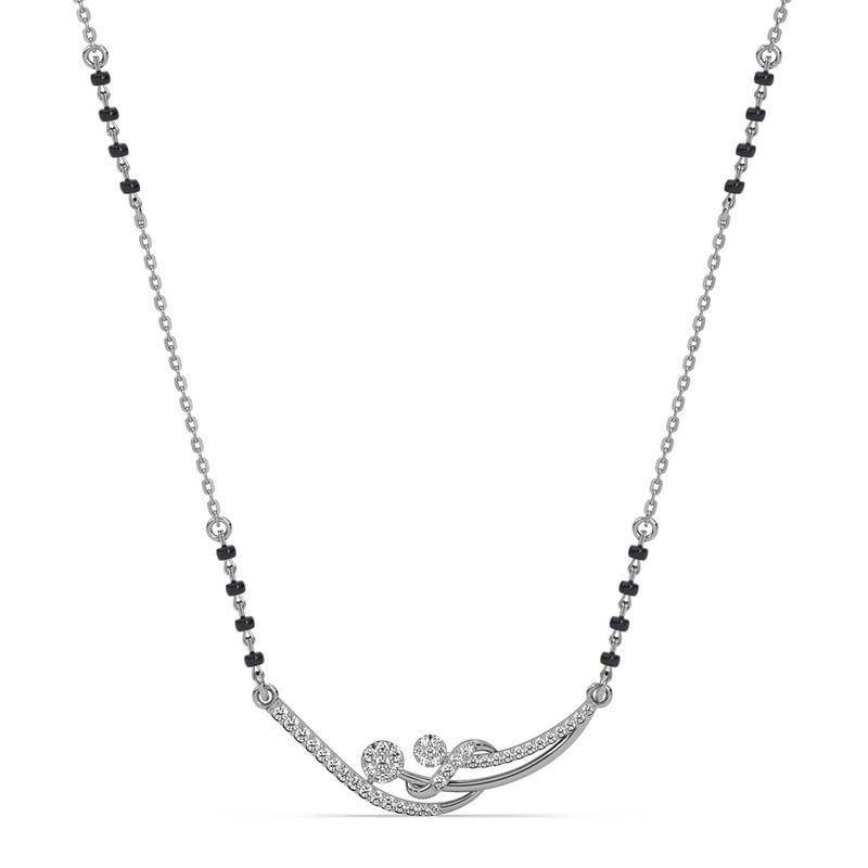 clara 925 Sterling Silver Hridya Mangalsutra Tanmaniya Pendant With Black Beads Chain | Platinum Plated, Swiss Zirconia |Gift for Wife-picture-7
