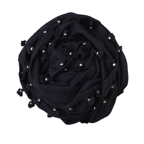 [Citrus] シトラス ストール レディース 大判 ウール 冬 ポンポン ブラック