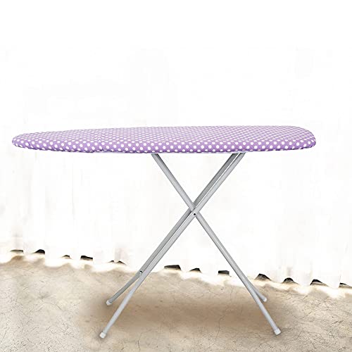 Braming Ironing Board Cover And Pad,100% Cotton And Heavy Duty Thick Padding With 1 Ironing Mat, Elasticized Edges, Fits Standard Sized Boards 15”X 54”(Purple And White Dots) #TOP6