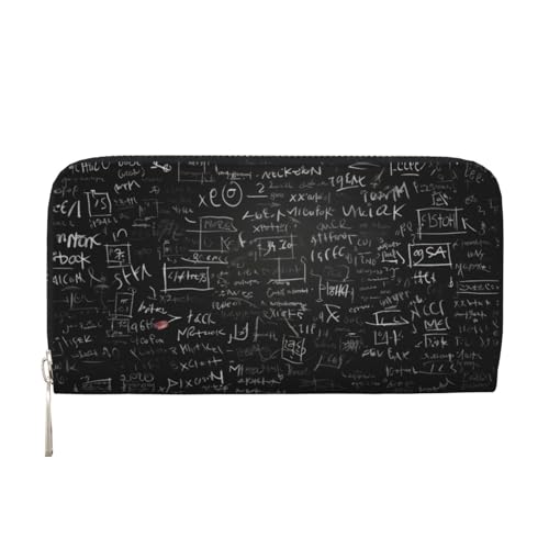 Blackboard Wallpaper Printed Zip Around Long Wallet For Women Men Pu Leather Clutch Purse,Card Holder, Coin Pocket Stylish Travel Leather Billfold For Daily Use & Gifting