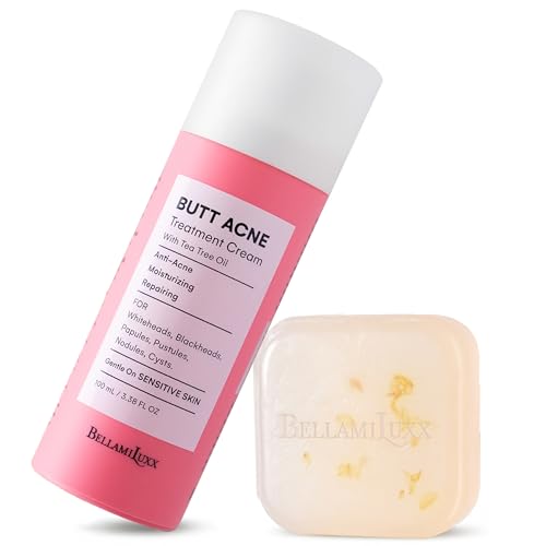 Image of BellamiLuxx Butt Acne Treatment Set: Acne Soap Bar + Butt Treatment Lotion for Breakouts on Buttocks, Thighs, Back, Chest & Ingrown-Prone & Folliculitis-Prone Skin - Helps Reduce Body Breakouts