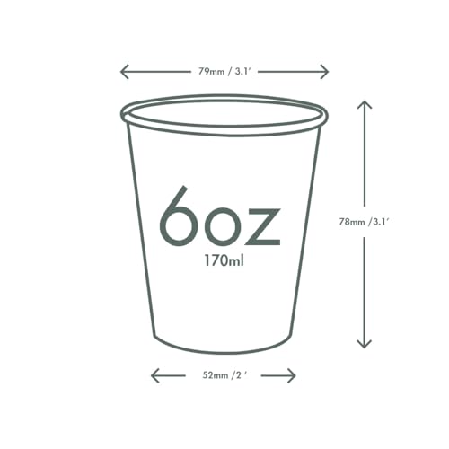 Vegware Compostable Disposable 6oz Espresso Coffee Cups, Case of 1000, White Single Wall Hot Sample Cup, Lined, Sustainable Board With a Plant Based PLA Lining, Choice of Series 89 Lids by Vegware - Image 2