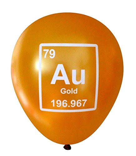 Mad Science Gold (Au) Periodic Table Element Balloons - 16 pcs by Nerdy Words
