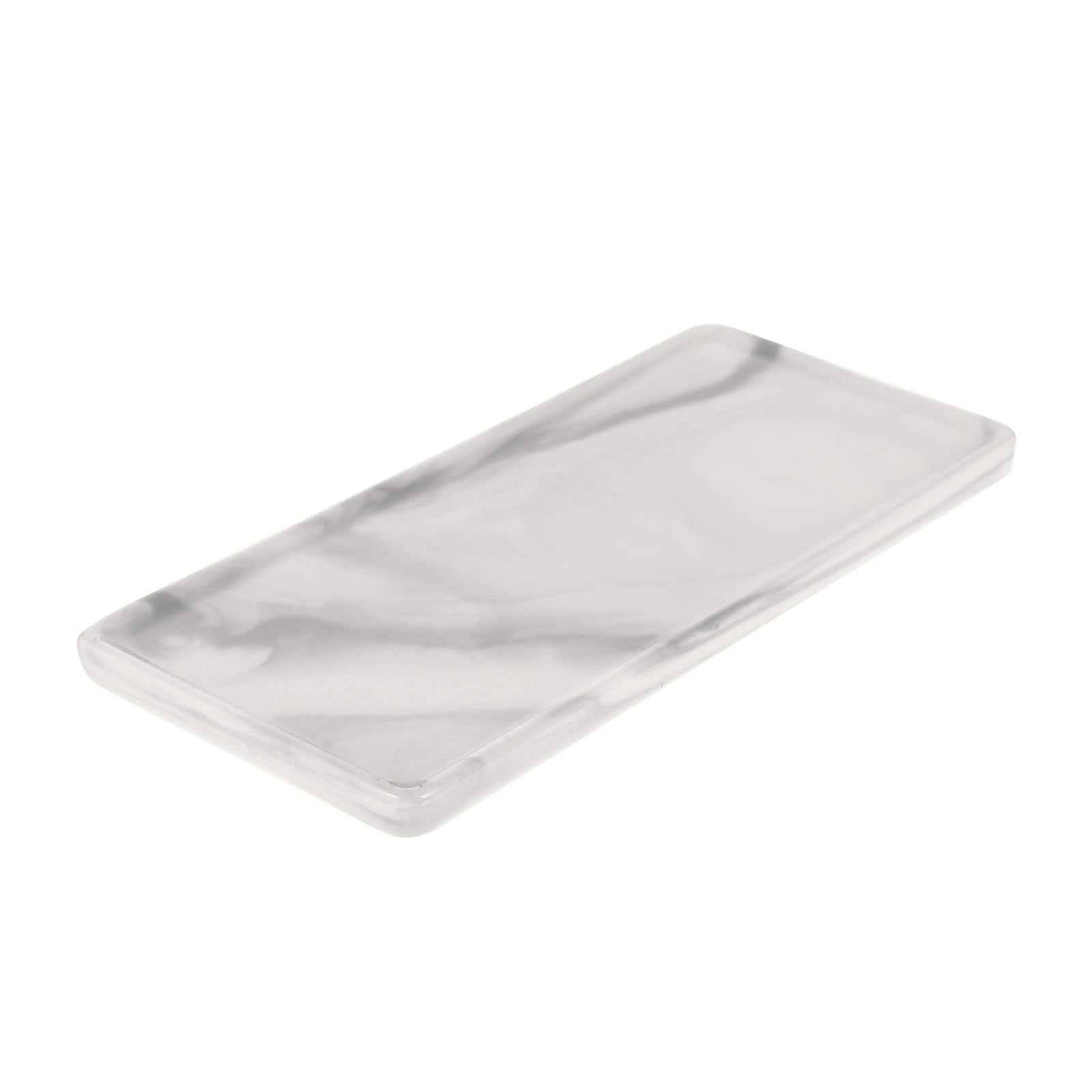 Bandeja de baño para cosméticos y tocador portátil de maquillaje en cerámica gris