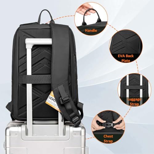 Mochila FENRUIEN para Hombre Negra con Puerto USB para Laptop 15.6" miniatura 5