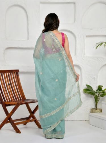Doria Lifestyle blue kota doria silk saree – image 4