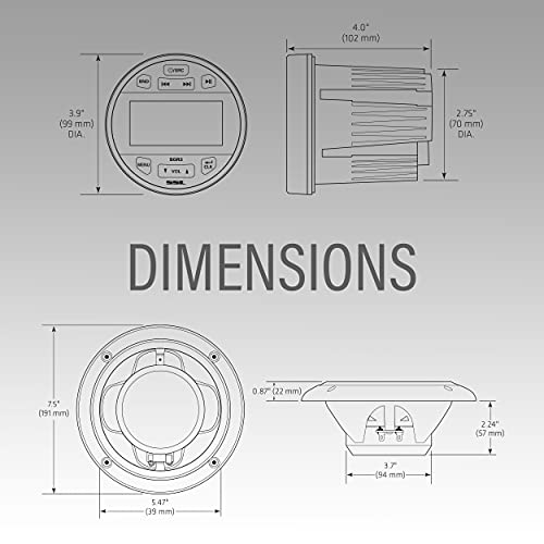BOSS Audio Systems Sound Storm Laboratories SGR3.62 Receptor de Medidor Marítimo À Prova de Intempér