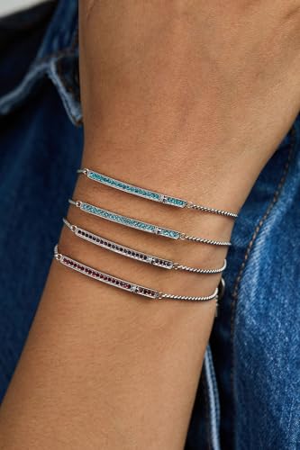 Image of Alex and Ani Pave Bolo Birthstone Bracelet - Stainless Steel Gold /Silver, Perfect for Stacking, Adjustable Birthstone Bracelet for Women, Ideal Gift Jewelry