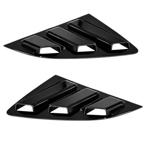 Image of KMH Rear Window Louvers Compatible with Volkswagen Polo || Sturdy ABS Air Vent Scoop Shades Cover, Car Accessories (Gloss Black) Set of 2 Pcs (Back Side Tape Not Included)