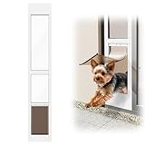 NIAOMAOGOU Doggy Door for Sliding Glass Doors, Adjustable Height 75 3/5" to 80", Aluminum Frame Sliding Door Dog Door Insert, Suitable for Medium Dogs Up to 30 lbs(Medium,White)