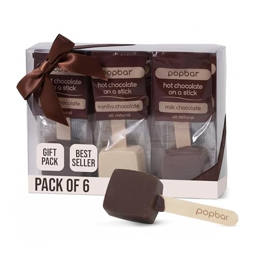 Popbar - Hot Chocolate Sticks - 6 Pack Variety Gift Pack Set Kit- 2 Dark, 2 Milk & 2 Vanilla White. Ideal for Holidays, Valentine's Day, Birthdays, Thanksgiving, Christmas, Hanukkah, Cocoa Bomb Lovers